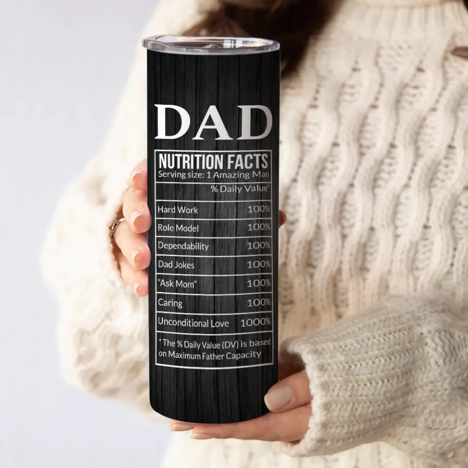 Dad Nutrition Facts Personalized 20oz Tumbler - Image 8