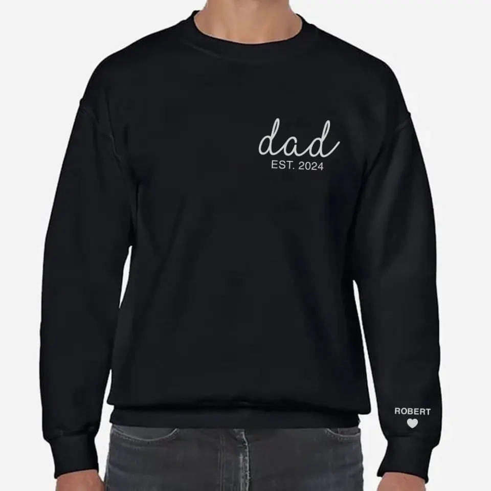 Dad Since This Year Personalized Sleeve Print Sweatshirt - Image 5