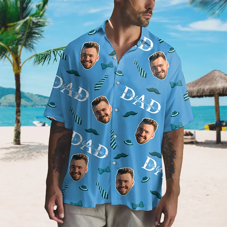 Dad We Love You Personalized Photo Hawaii Shirt - Image 4