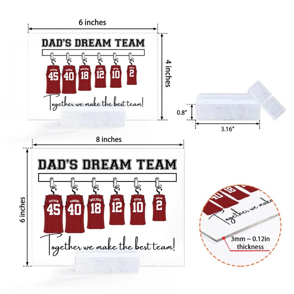 Dad's Basketball Dream Team Custom Acrylic Plaque Gift For Dad - Image 4