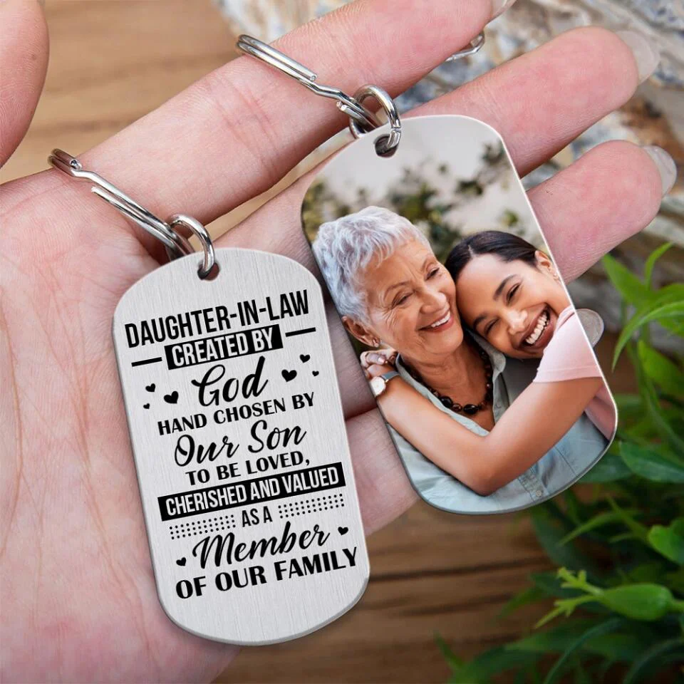 Daughter-in-law Created By God Hand, Personalized Stainless Metal Keychain, Gift For Daughter-in-law - Image 4