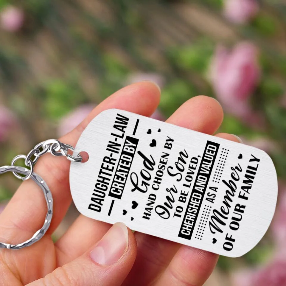 Daughter-in-law Created By God Hand, Personalized Stainless Metal Keychain, Gift For Daughter-in-law - Image 5