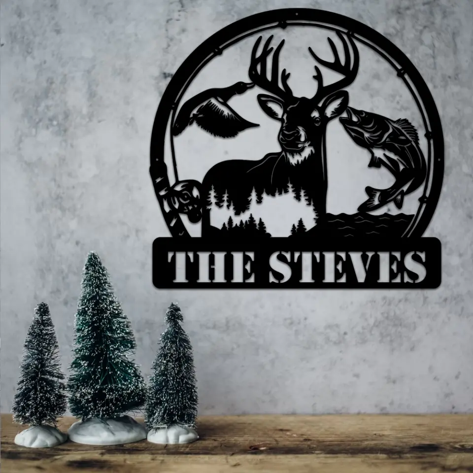 Deer Duck And Bass Fishing Custom Metal Sign Gift For Hunters - Image 4