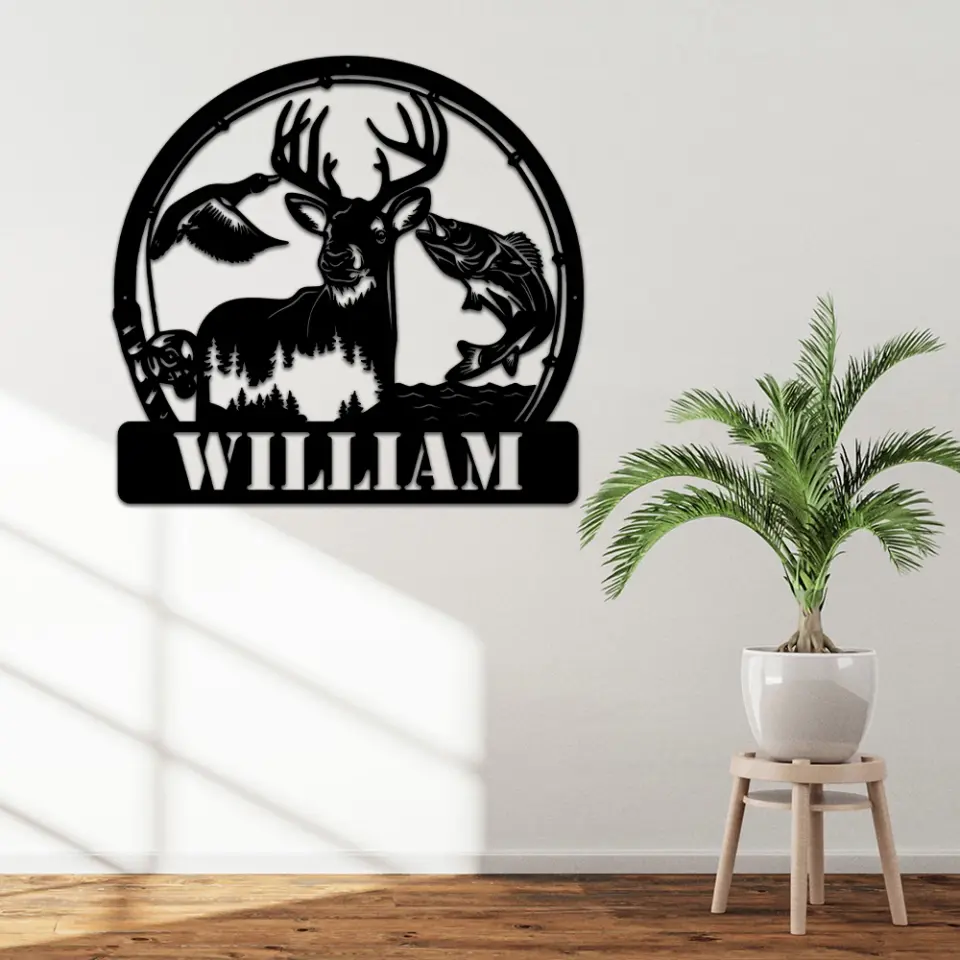 Deer Duck And Bass Fishing Custom Metal Sign Gift For Hunters - Image 5