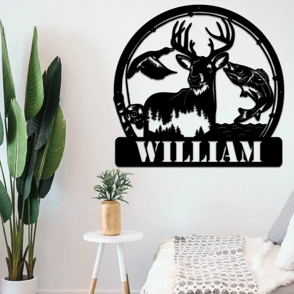 Deer Duck And Bass Fishing Custom Metal Sign Gift For Hunters - Image 6