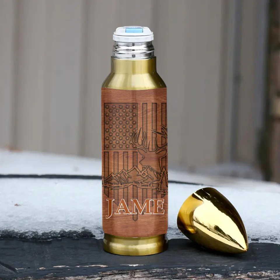 Deer Hunting American Flag Custom Bullet Tumbler Anniversary Gifts For Him - Image 2