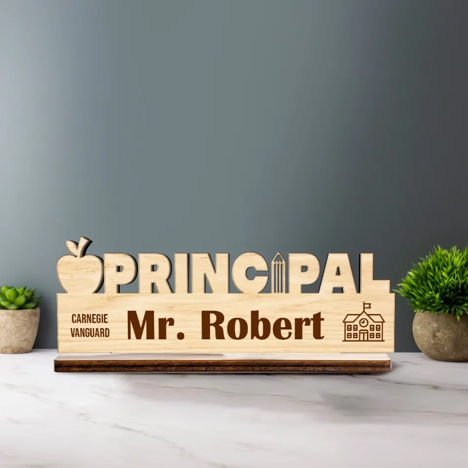 Desk Name Sign School Principal Name - Wooden Plaque - Gift for School Principal | 306IHPLNWP796 - Image 3