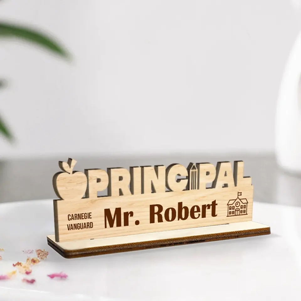 Desk Name Sign School Principal Name - Wooden Plaque - Gift for School Principal | 306IHPLNWP796 - Image 4