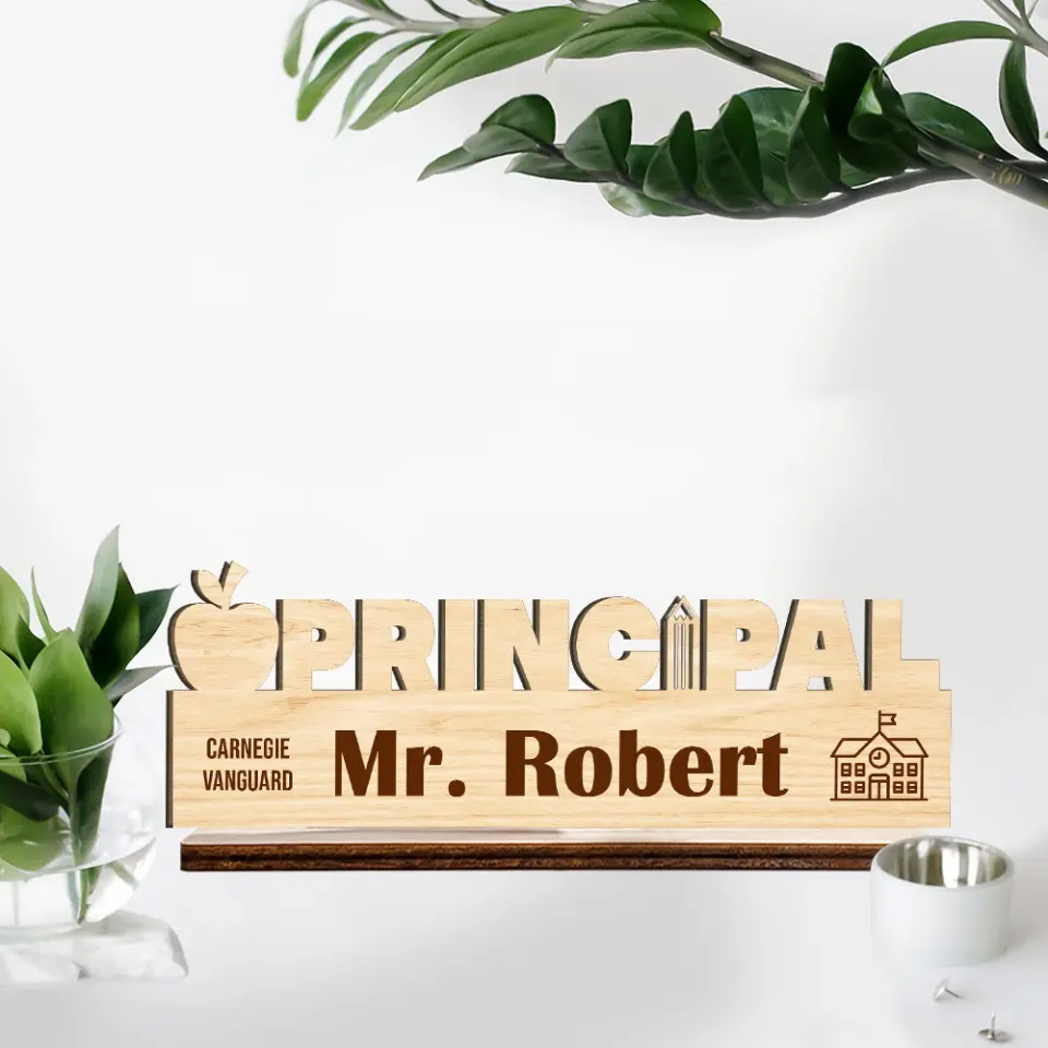 Desk Name Sign School Principal Name - Wooden Plaque - Gift for School Principal | 306IHPLNWP796 - Image 5