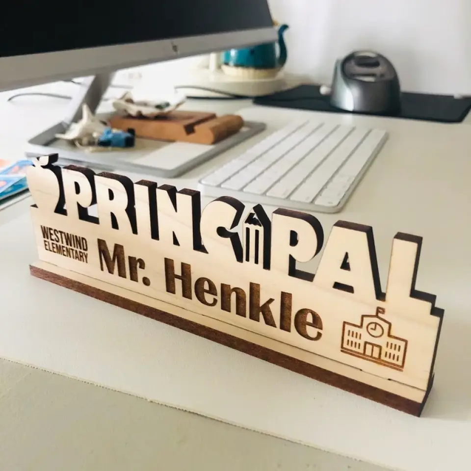 Desk Name Sign School Principal Name - Wooden Plaque - Gift for School Principal | 306IHPLNWP796 - Image 7