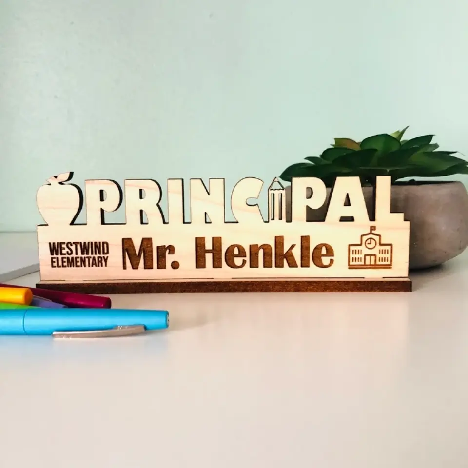 Desk Name Sign School Principal Name - Wooden Plaque - Gift for School Principal | 306IHPLNWP796 - Image 8