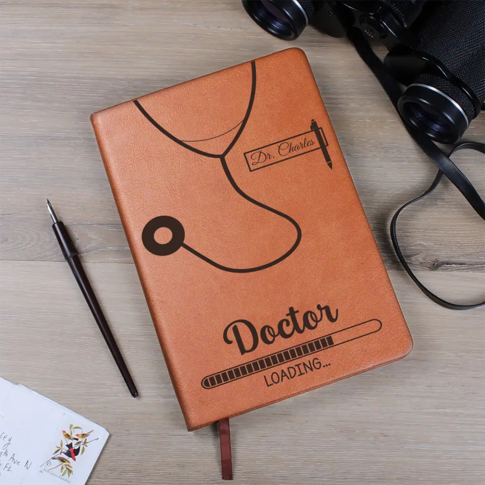 Doctor Loading - Personalized Graphic Leather Journal - Gift For Future Doctor - Image 2