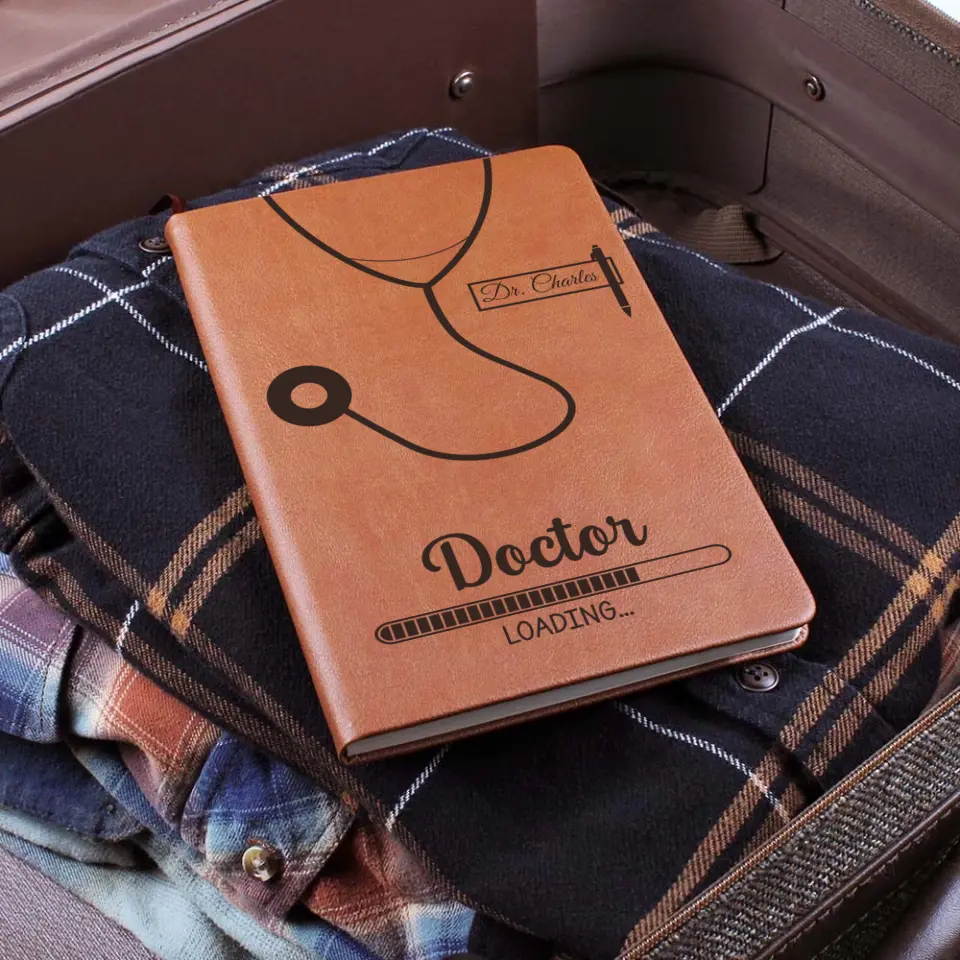 Doctor Loading - Personalized Graphic Leather Journal - Gift For Future Doctor - Image 3