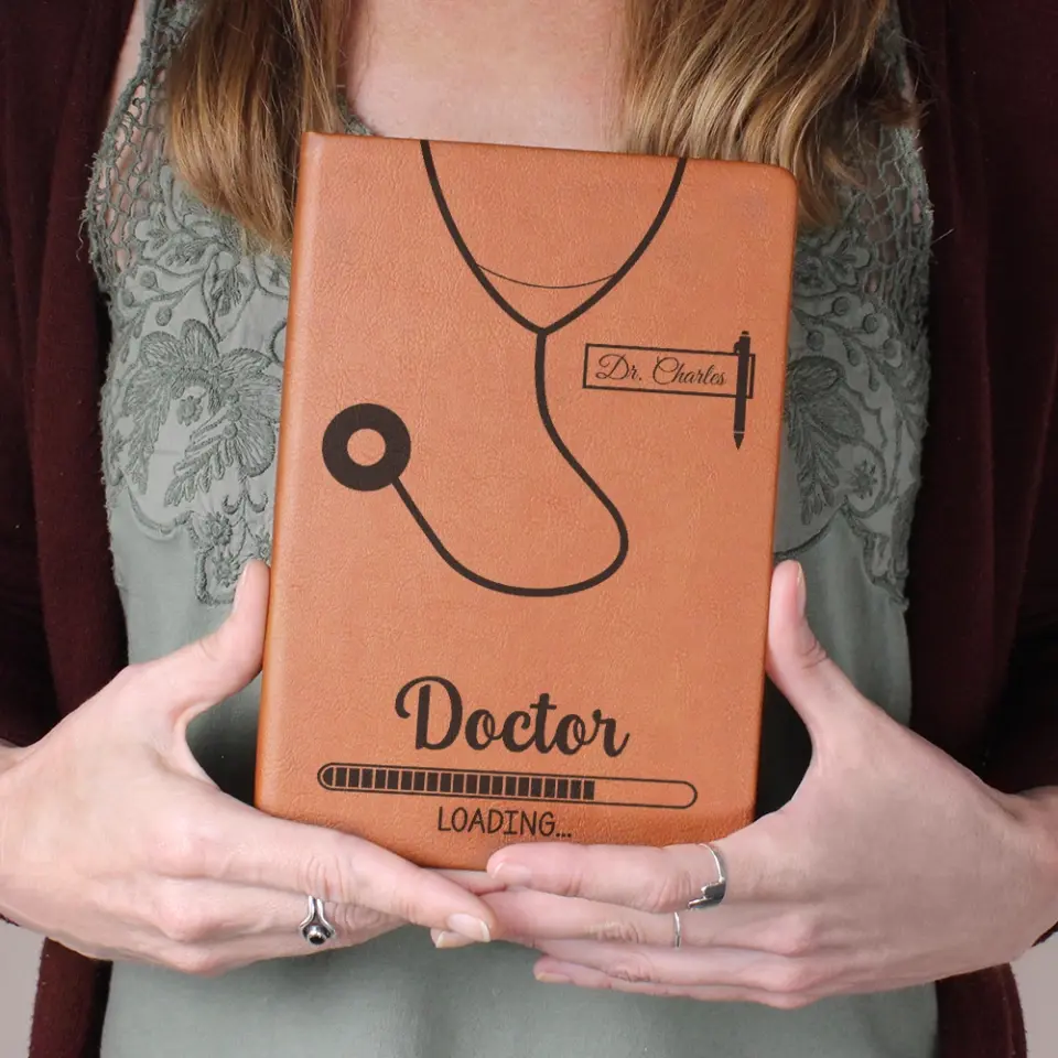 Doctor Loading - Personalized Graphic Leather Journal - Gift For Future Doctor - Image 4