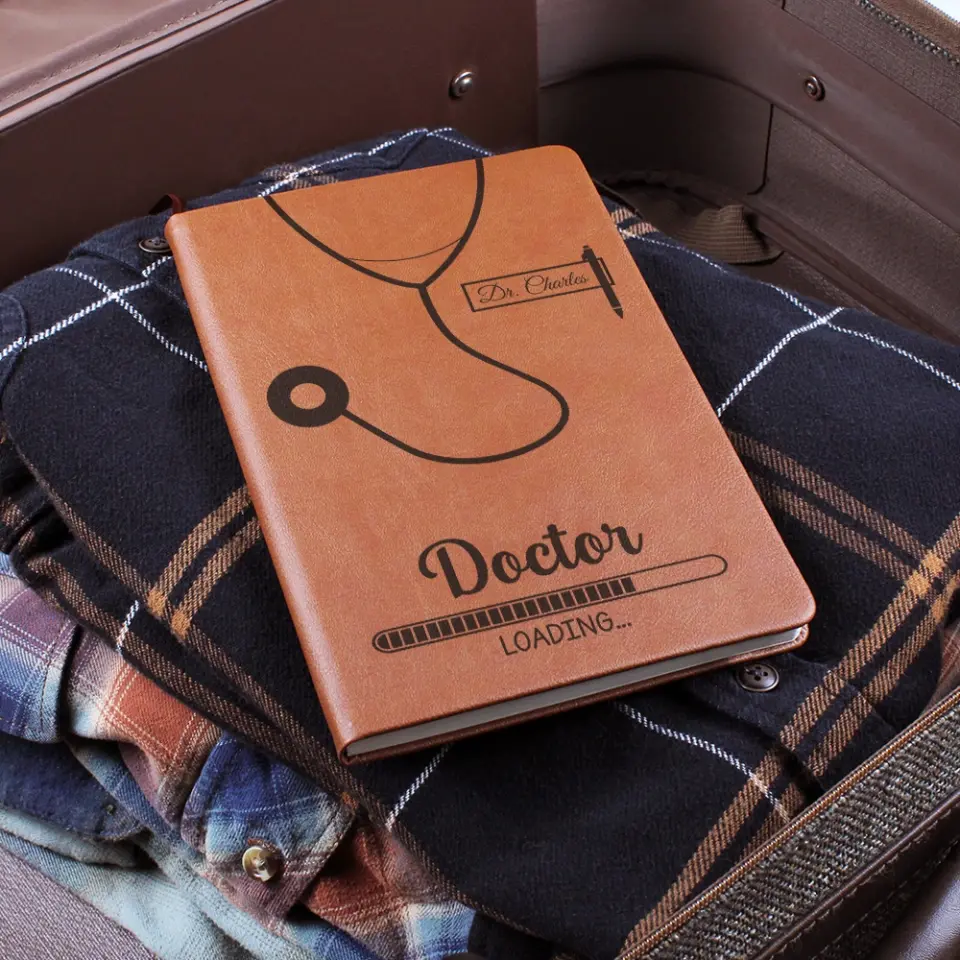 Doctor Loading - Personalized Graphic Leather Journal - Gift For Future Doctor - Image 5