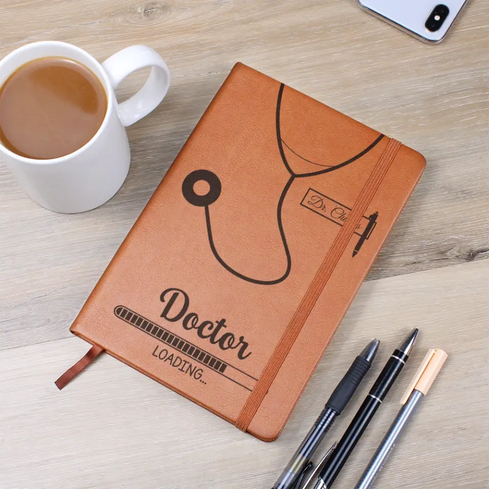 Doctor Loading - Personalized Graphic Leather Journal - Gift For Future Doctor - Image 7