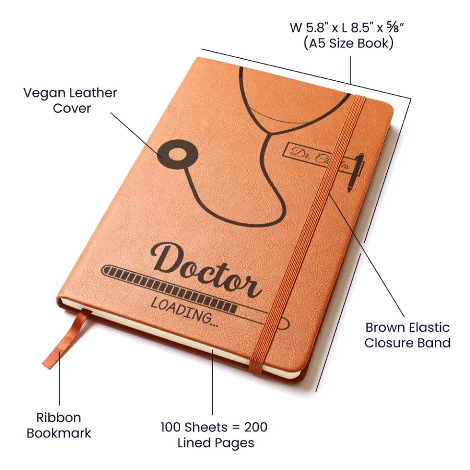 Doctor Loading - Personalized Graphic Leather Journal - Gift For Future Doctor - Image 8