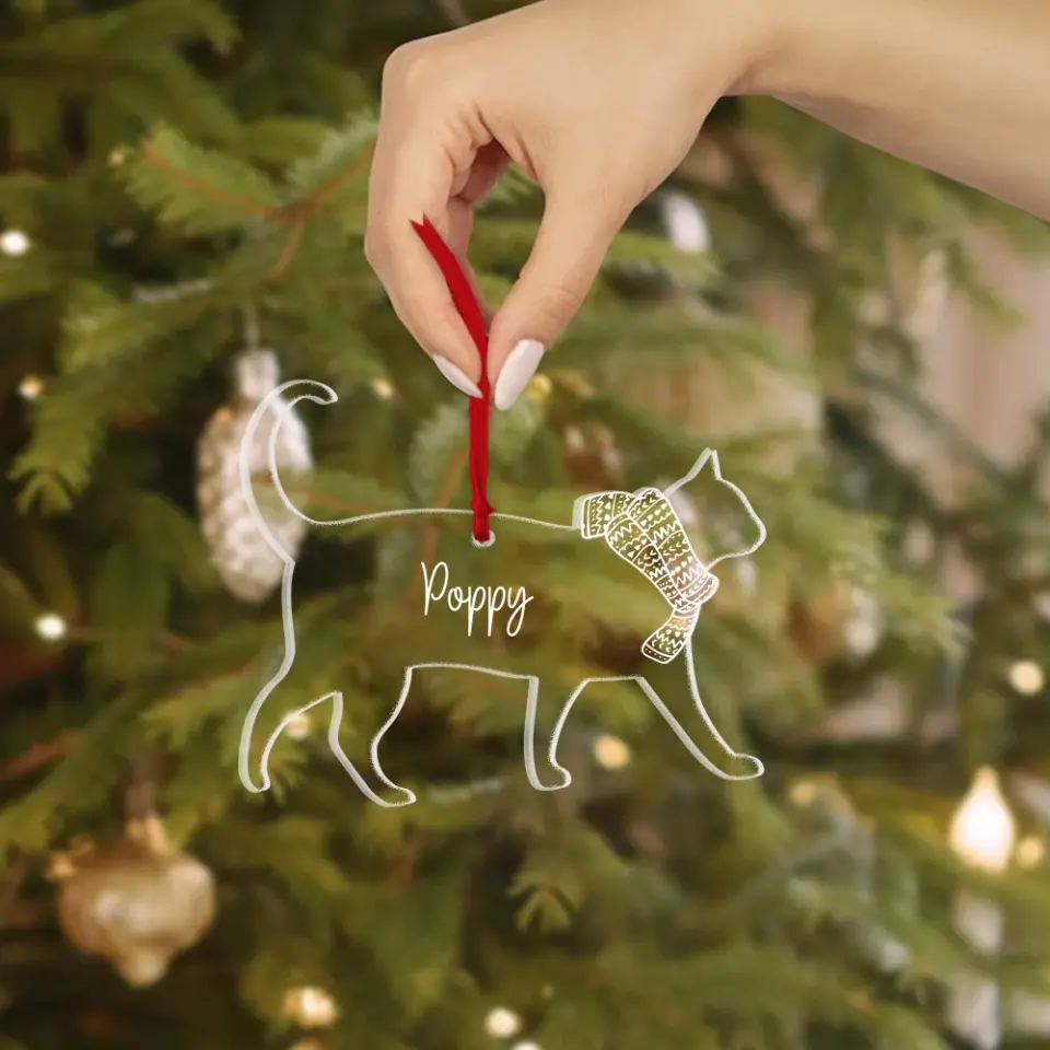 Dog Cat Scarf Christmas Custom Acrylic Ornament Gift For Pet Lovers - Image 12