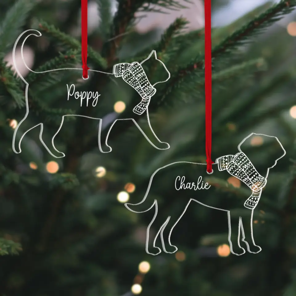 Dog Cat Scarf Christmas Custom Acrylic Ornament Gift For Pet Lovers - Image 2