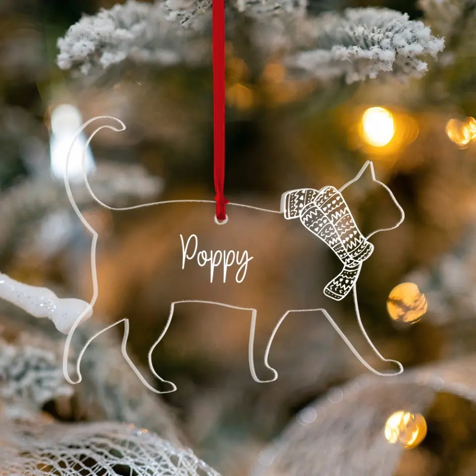 Dog Cat Scarf Christmas Custom Acrylic Ornament Gift For Pet Lovers - Image 8
