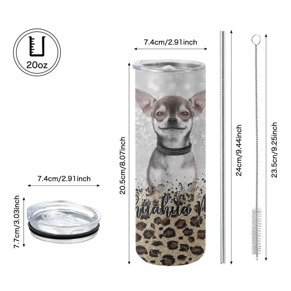Dog Mom Glitter Auto Background Removal Personalized Tumbler - Image 6