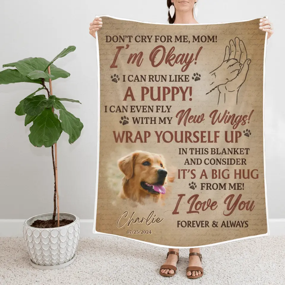 Don't Cry For Me Run Like A Puppy | Personalized Blanket - Image 2