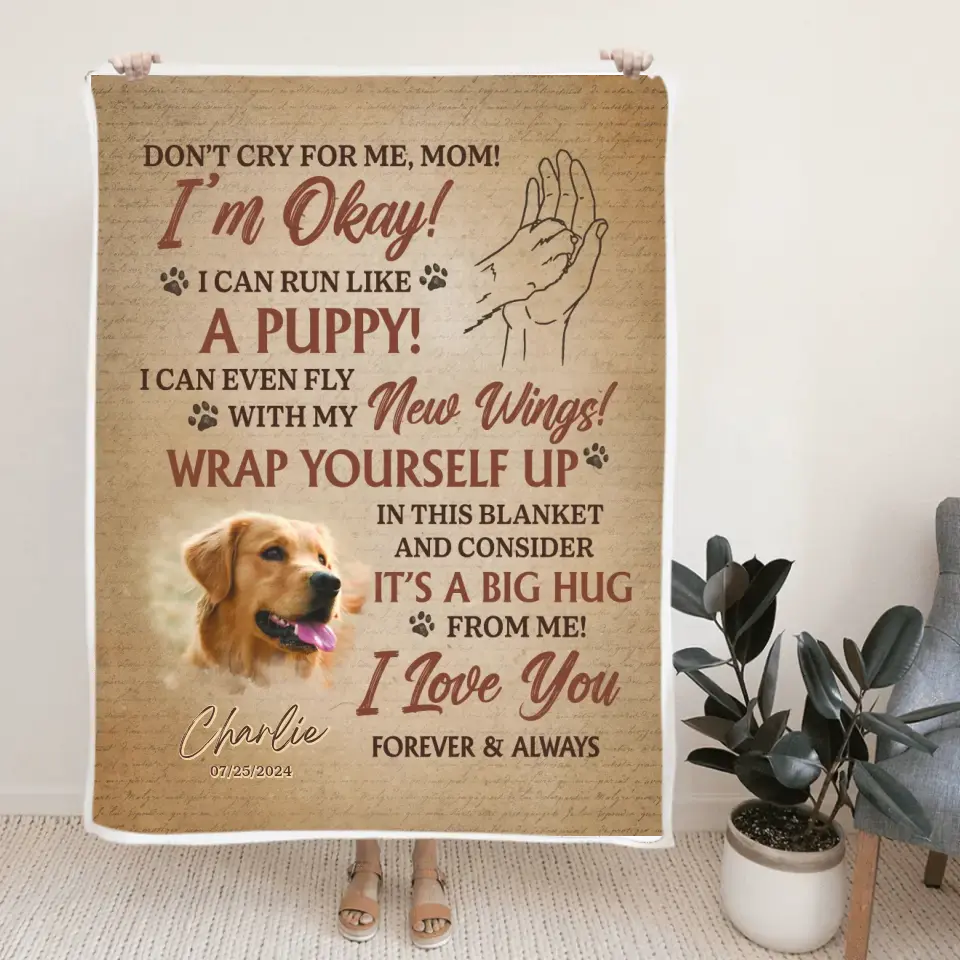Don't Cry For Me Run Like A Puppy | Personalized Blanket - Image 3