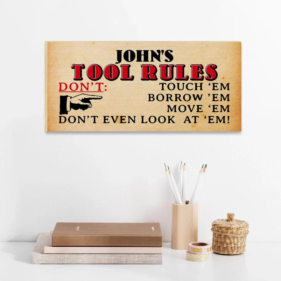 Don't Touch 'Em Borrow 'Em Move 'Em, Personalized Wooden Hanging Sign, Funny Gift for Men, Tool Room Decor - Image 5