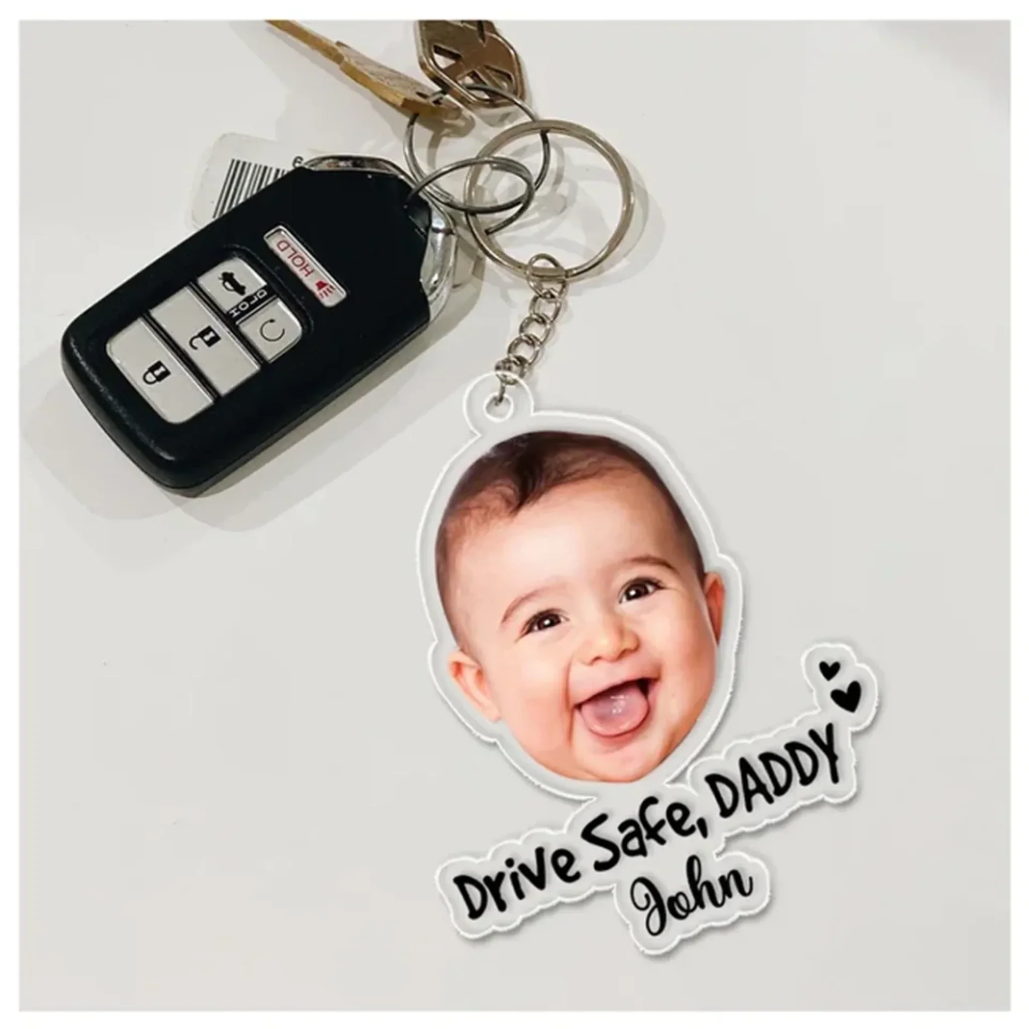 Drive Safe Daddy - Custom Baby Face Acrylic Keychain for Dad - Gift for New Dad - Father's Day Gifts - Image 3