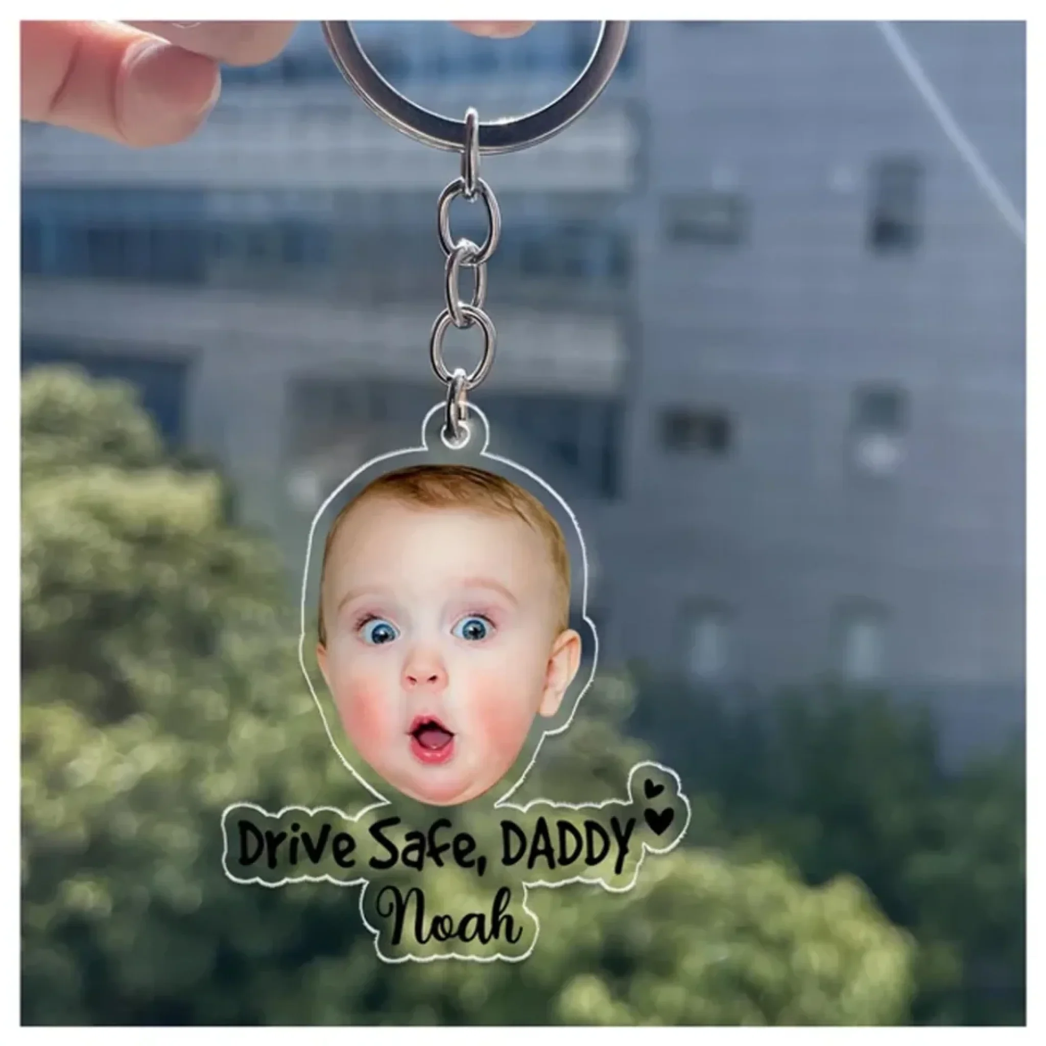 Drive Safe Daddy - Custom Baby Face Acrylic Keychain for Dad - Gift for New Dad - Father's Day Gifts - Image 7
