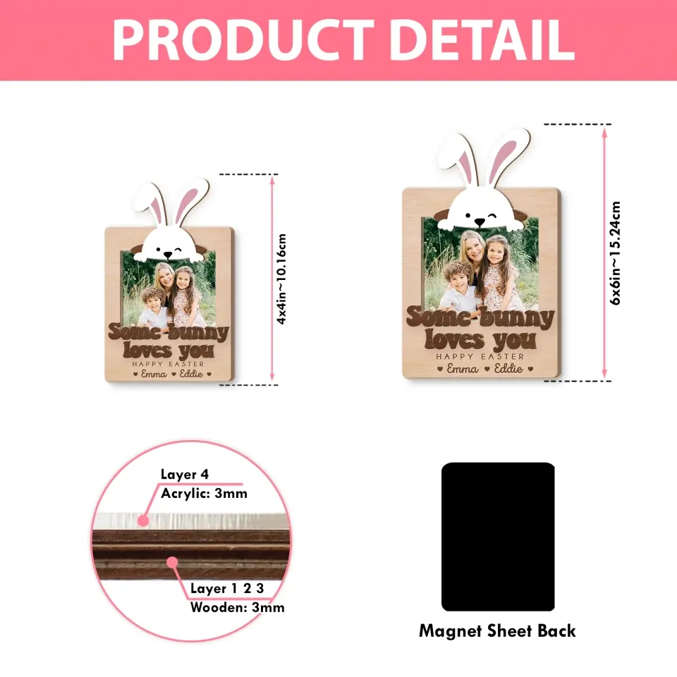 Easter Gift for Mom from Kid Fridge Photo Magnet Some Bunny Loves You - Image 3
