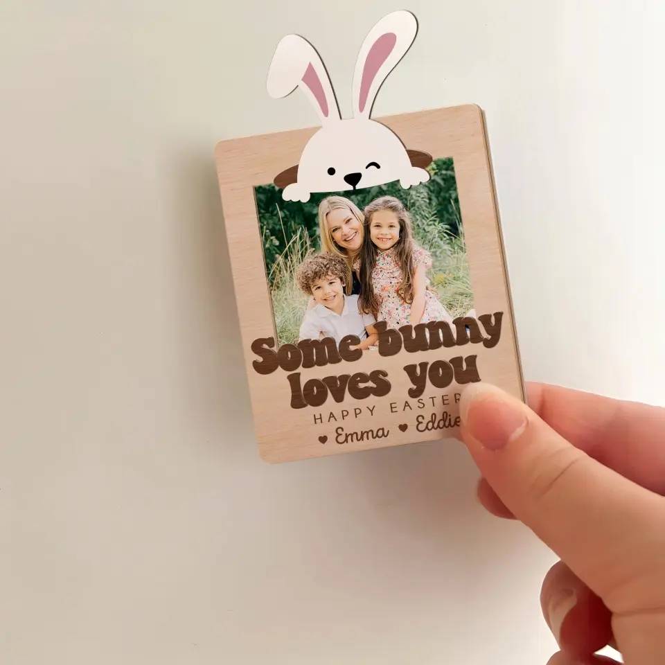 Easter Gift for Mom from Kid Fridge Photo Magnet Some Bunny Loves You - Image 4