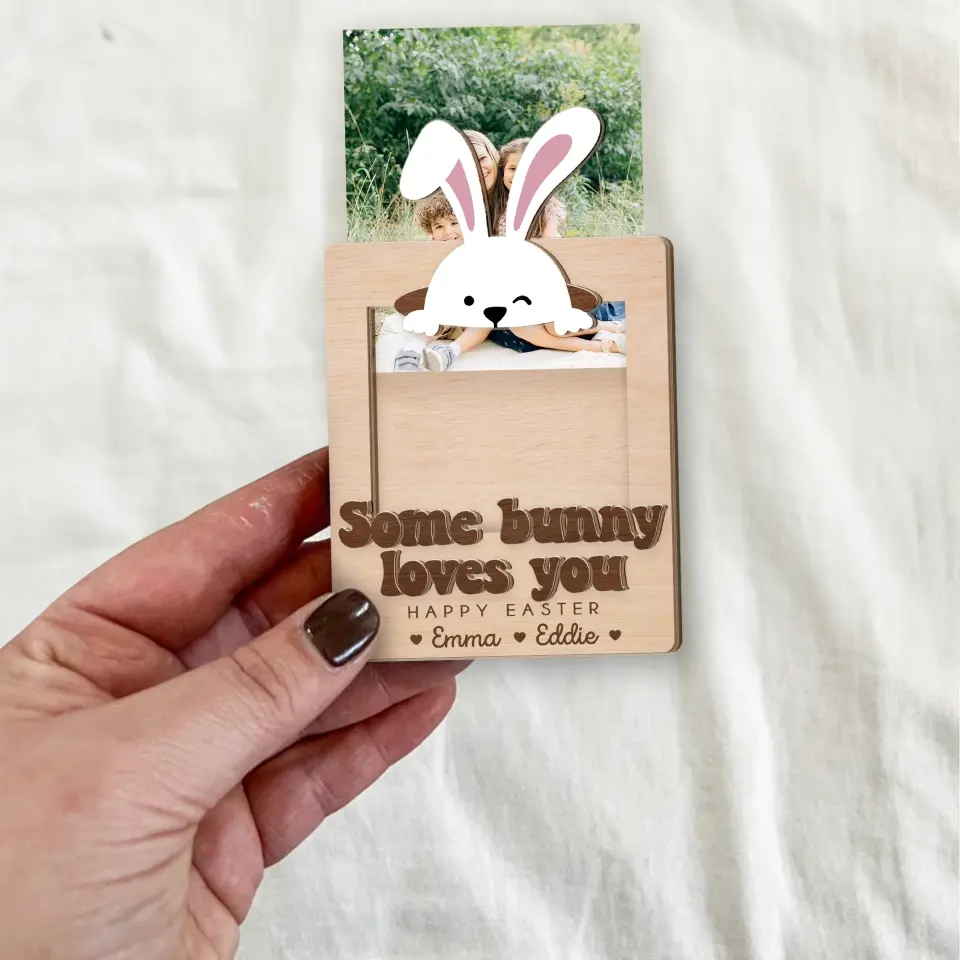 Easter Gift for Mom from Kid Fridge Photo Magnet Some Bunny Loves You - Image 5