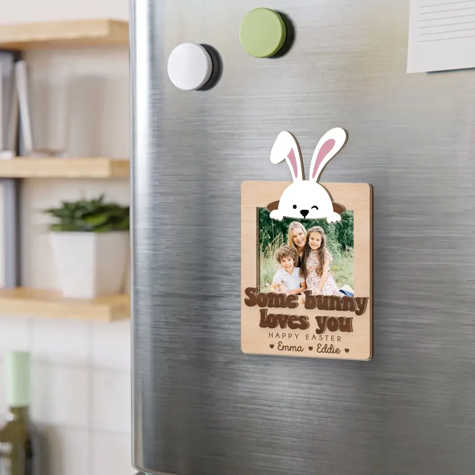 Easter Gift for Mom from Kid Fridge Photo Magnet Some Bunny Loves You - Image 7