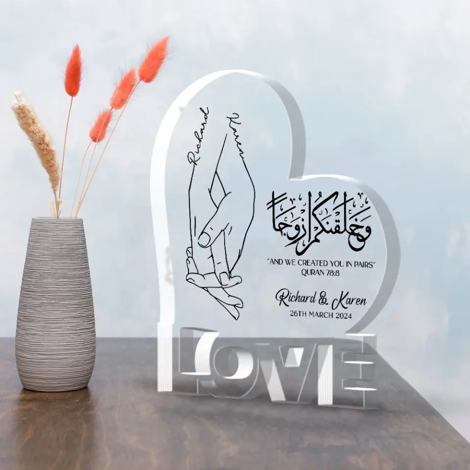 Personalized Valentine Gifts - Eid Gift for Wife Husband Islamic Wedding Anniversary Gift for Couple Shape Acrylic Plaque - Image 5