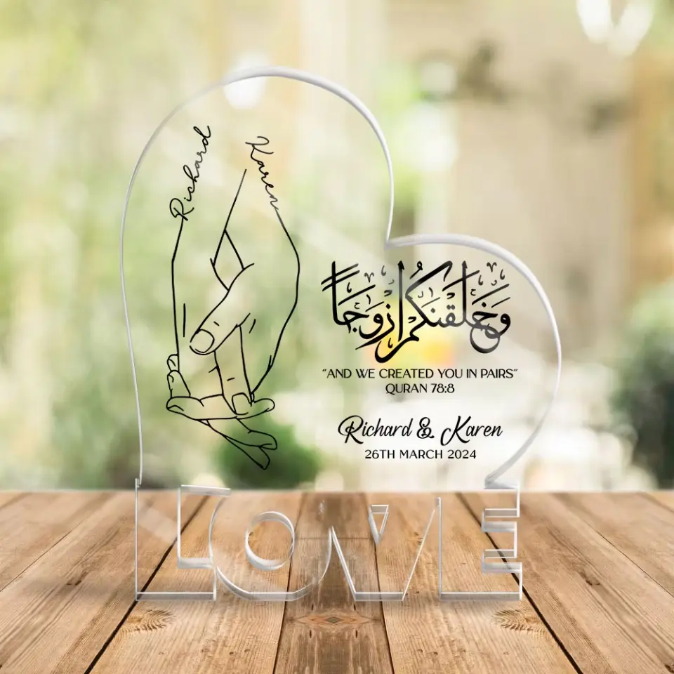 Personalized Valentine Gifts - Eid Gift for Wife Husband Islamic Wedding Anniversary Gift for Couple Shape Acrylic Plaque - Image 6
