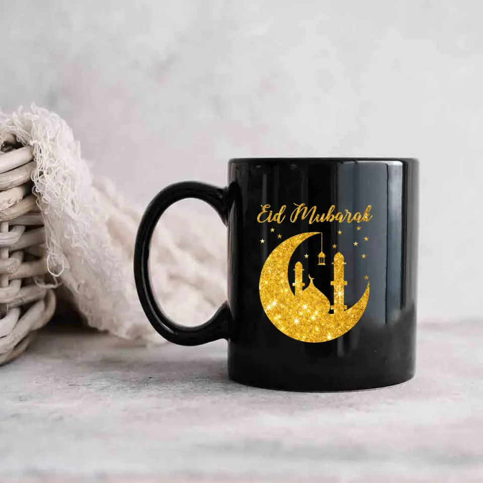 Eid Mubarak Ramadan - Personalized Black Mug - Eid Gift For Husband or Wife - Image 3