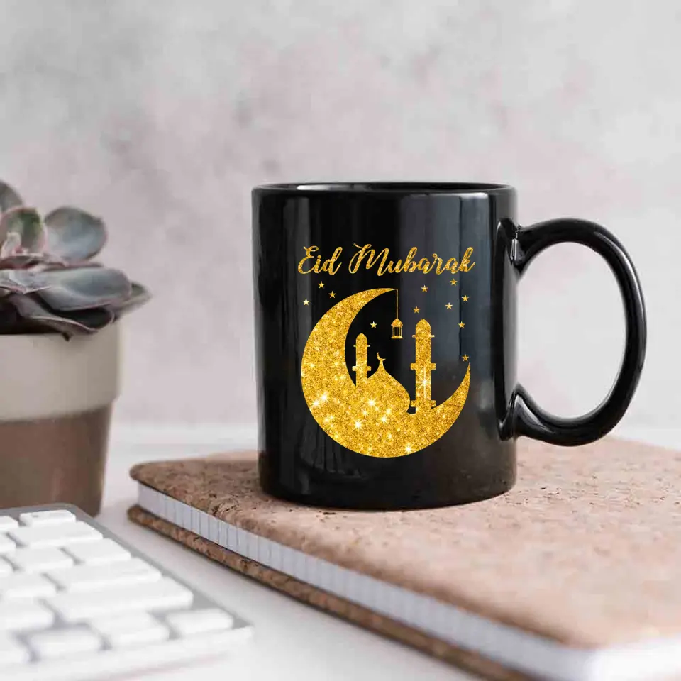 Eid Mubarak Ramadan - Personalized Black Mug - Eid Gift For Husband or Wife - Image 4