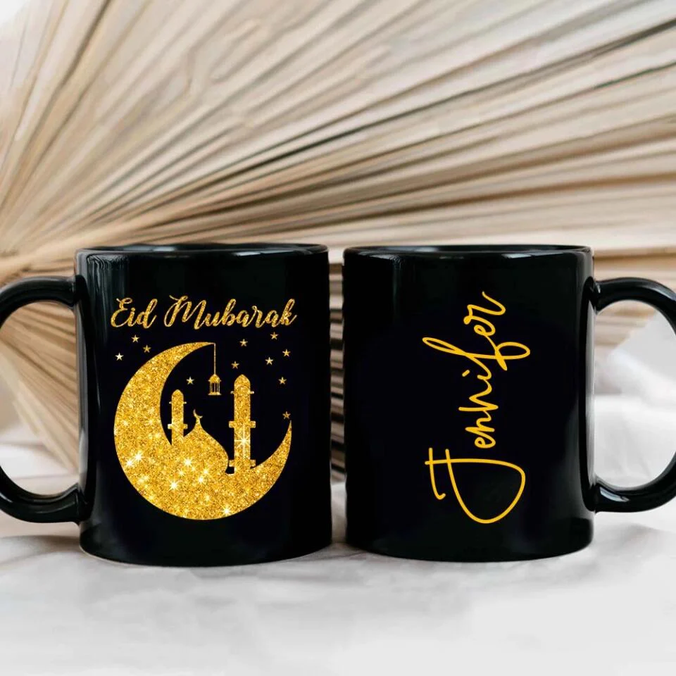 Eid Mubarak Ramadan - Personalized Black Mug - Eid Gift For Husband or Wife - Image 6