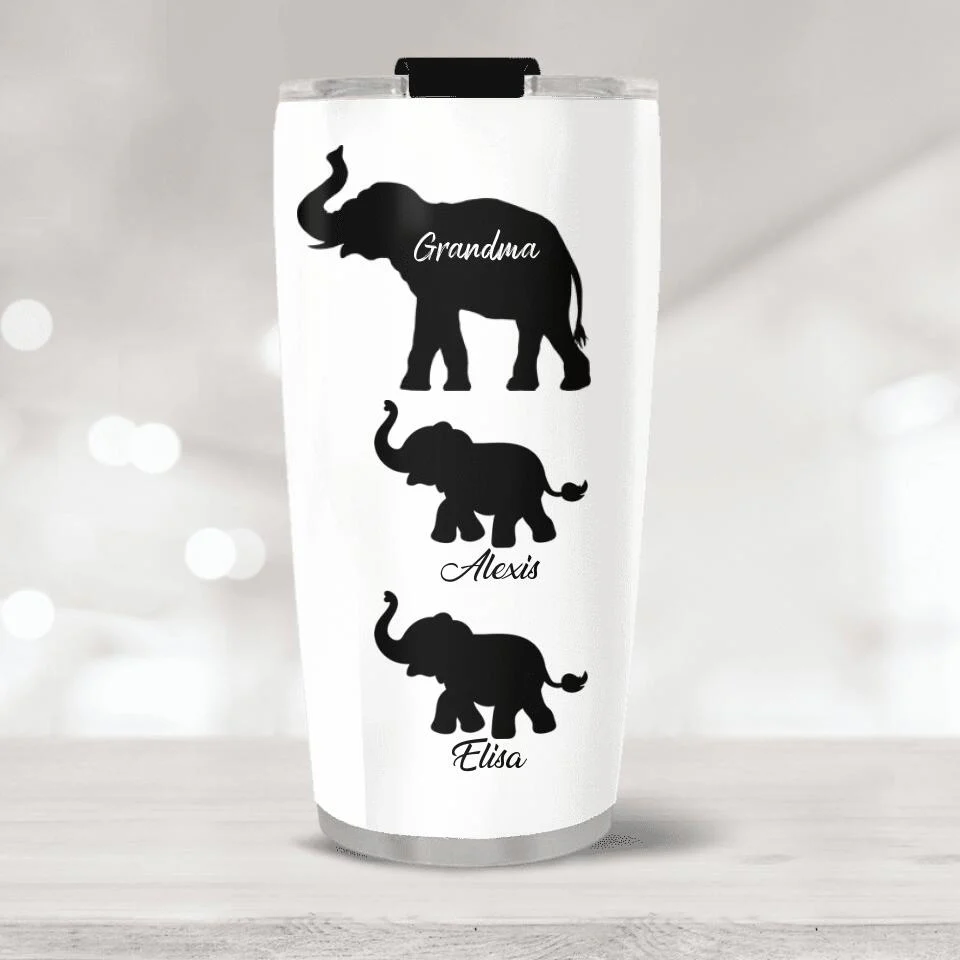 Elephant Mama And Elephant KidsPersonalized Tumbler - Image 2