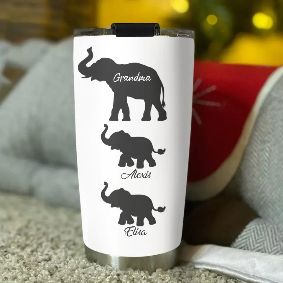 Elephant Mama And Elephant KidsPersonalized Tumbler - Image 4