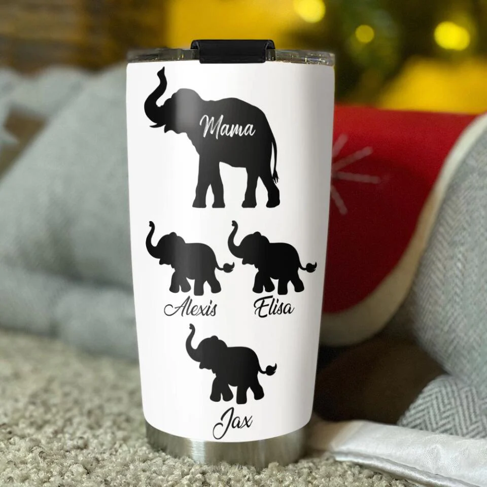 Elephant Mama And Elephant KidsPersonalized Tumbler - Image 5
