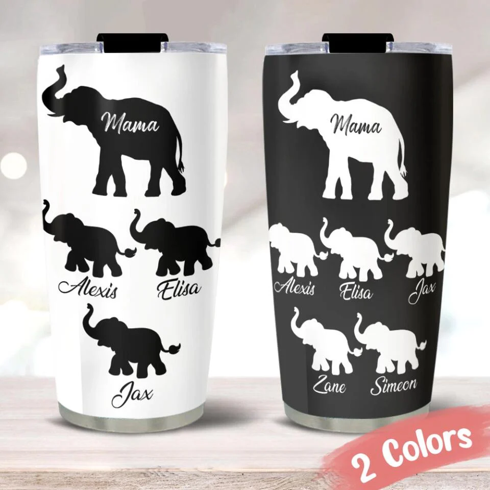 Elephant Mama And Elephant KidsPersonalized Tumbler - Image 6