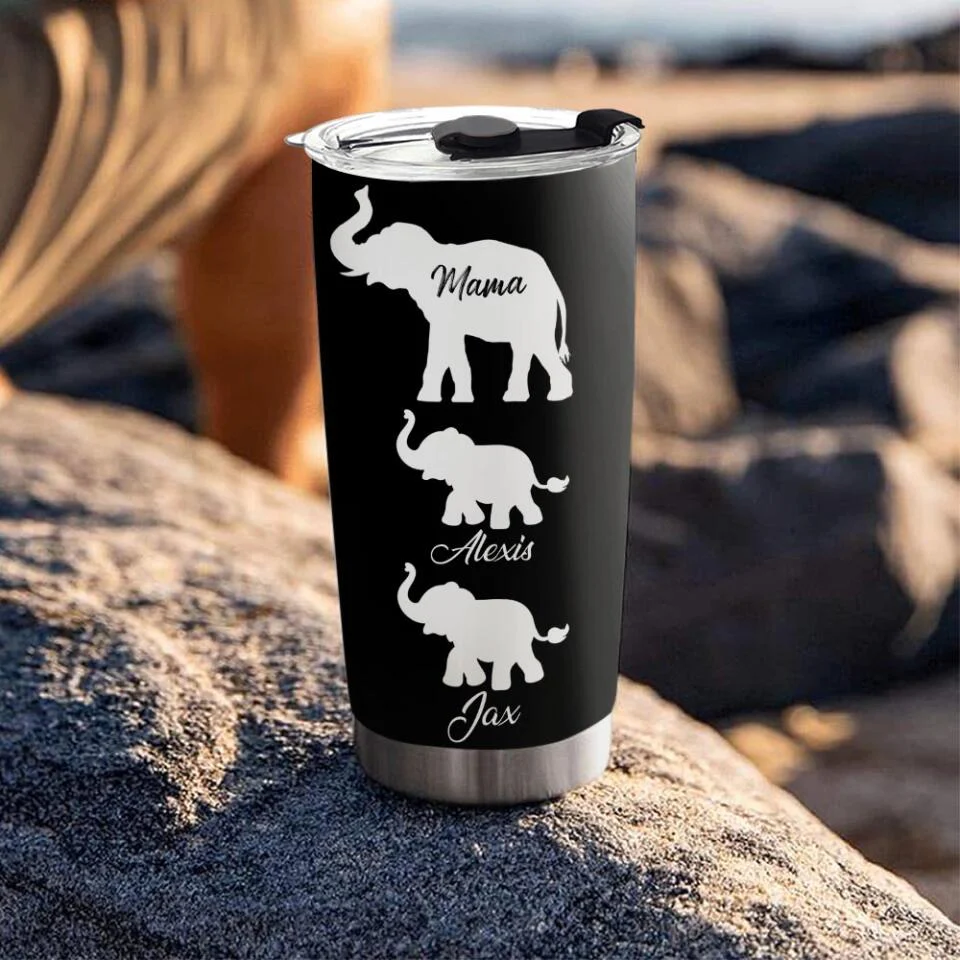 Elephant Mama And Elephant KidsPersonalized Tumbler - Image 7