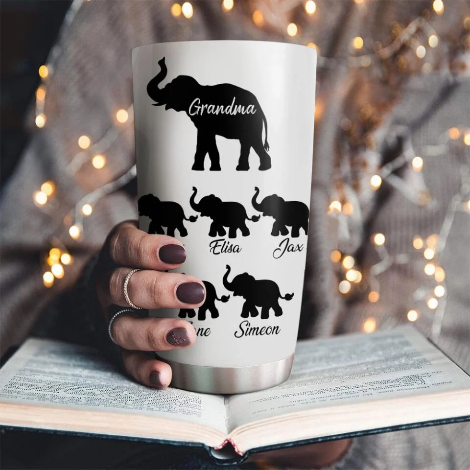 Elephant Mama And Elephant KidsPersonalized Tumbler - Image 8