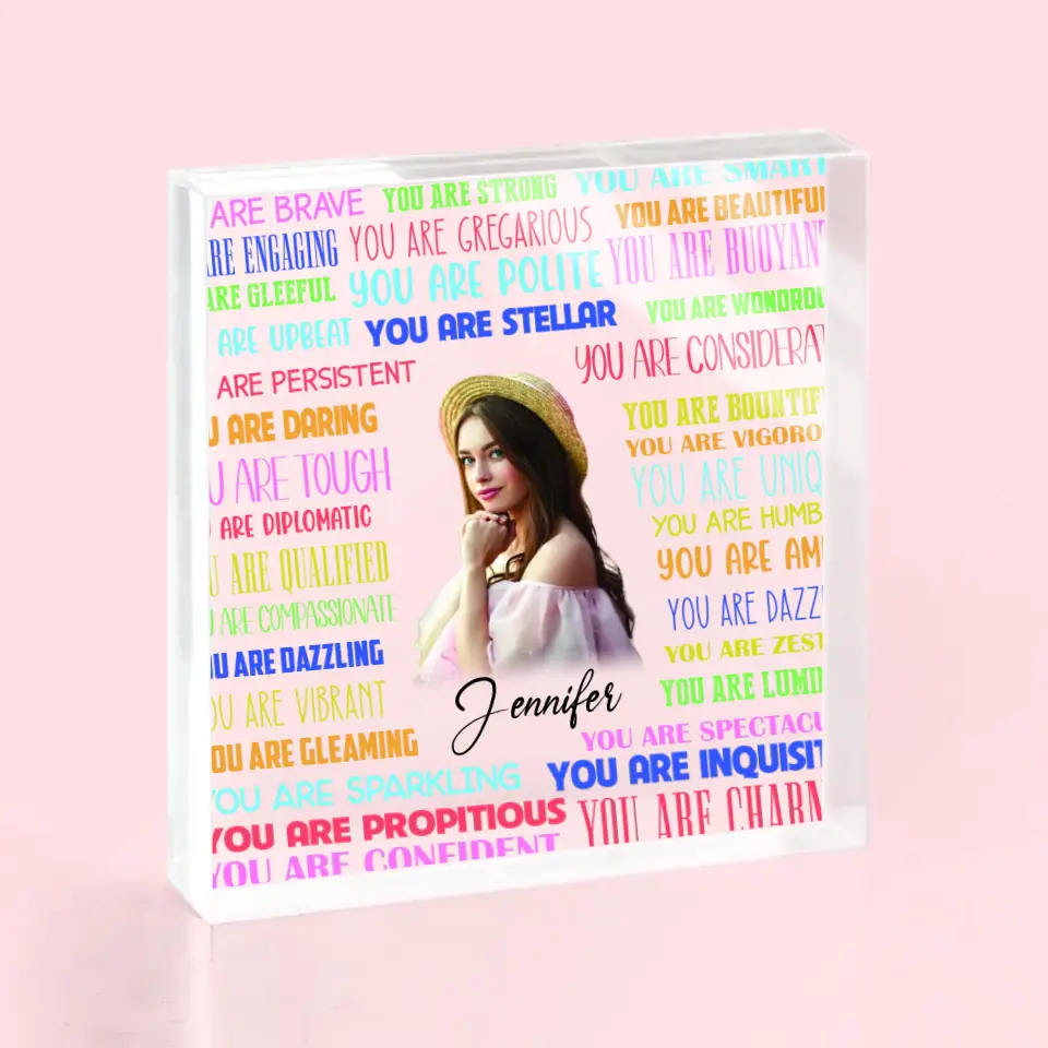 Encouraging Acrylic Plaque Birthday Gift for Girls Custom Name & Photo - Image 2