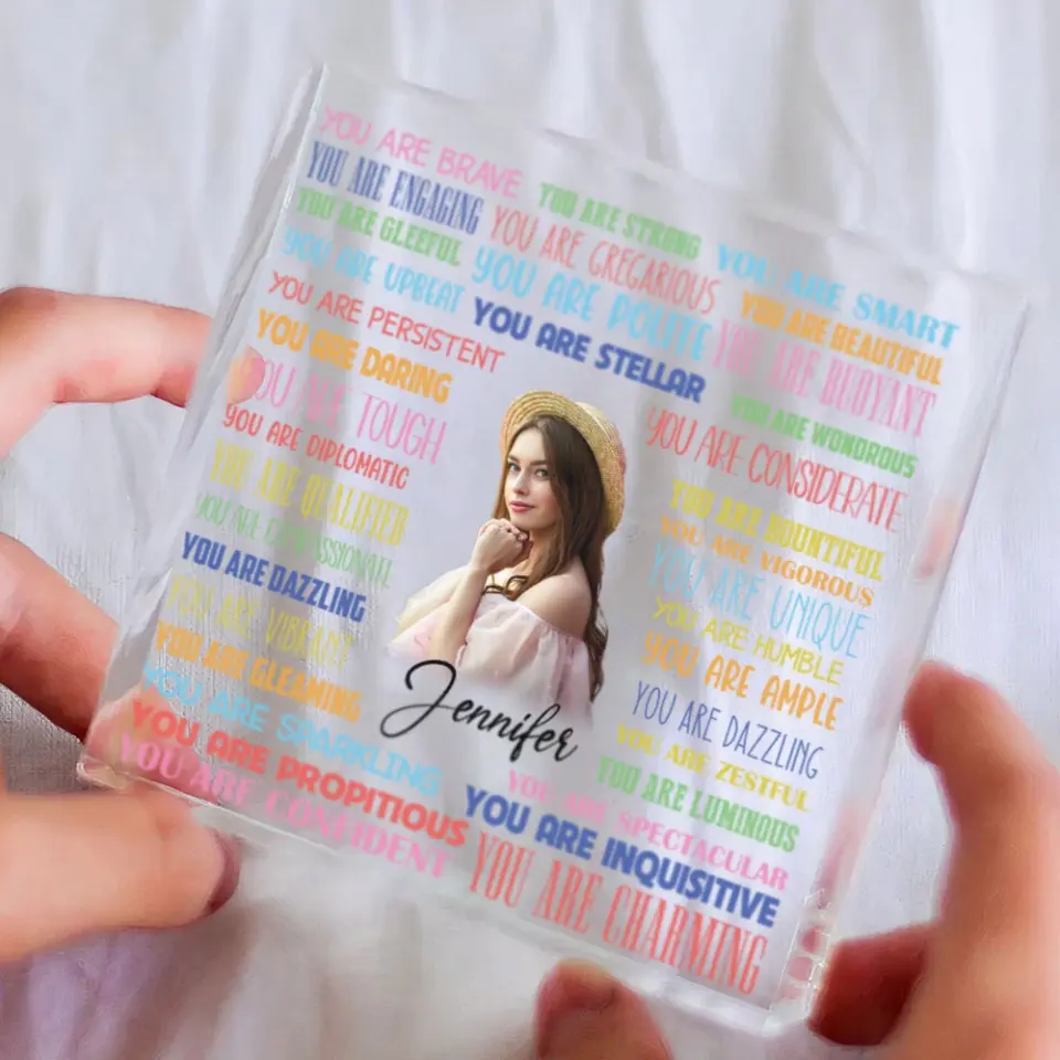 Encouraging Acrylic Plaque Birthday Gift for Girls Custom Name & Photo - Image 6