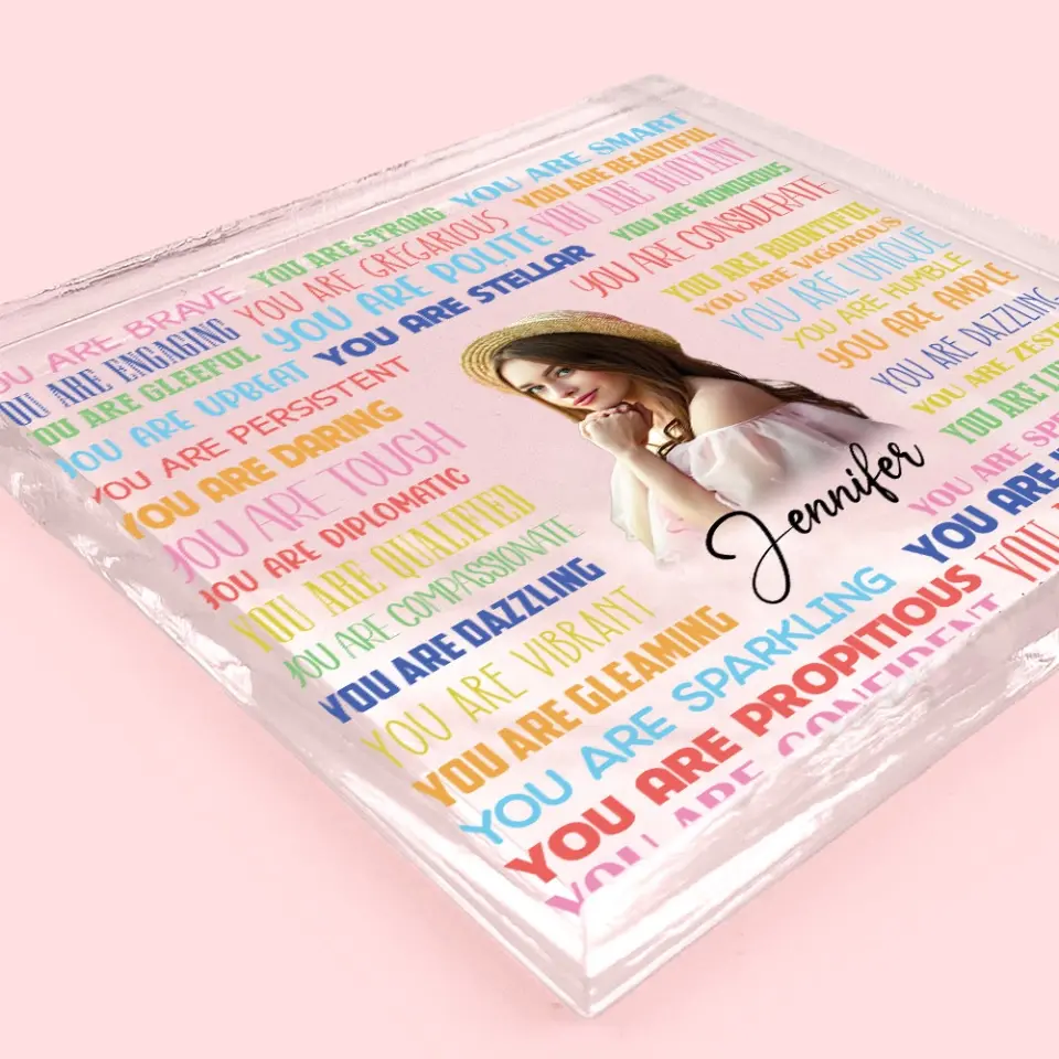 Encouraging Acrylic Plaque Birthday Gift for Girls Custom Name & Photo - Image 7