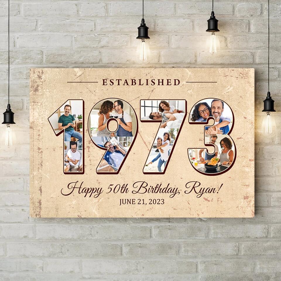 Established 1973 Happy Birthday - Custom Canvas Poster - Birthday Gift For Parents - Image 5