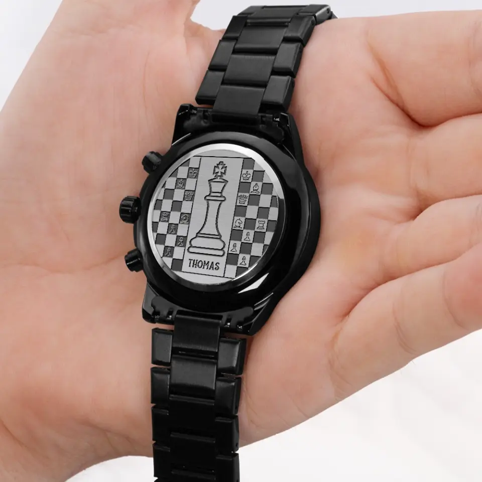 Eternal Checkmate, Chessboard Personalized Stainless Steel Engraved Watch, Gift For Chess Lovers - Image 6